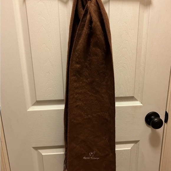 Alpaca Camargo Wool Brown Fringe Scarf - Picture 1 of 11